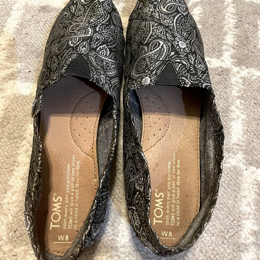 Toms Classic size 8, Silver/Paisley